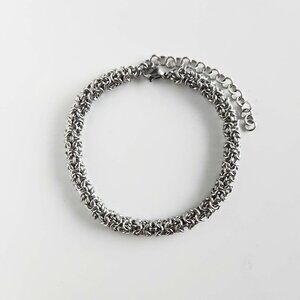 Classic vintage medieval turkish round weave chain mail silver mini bracelet